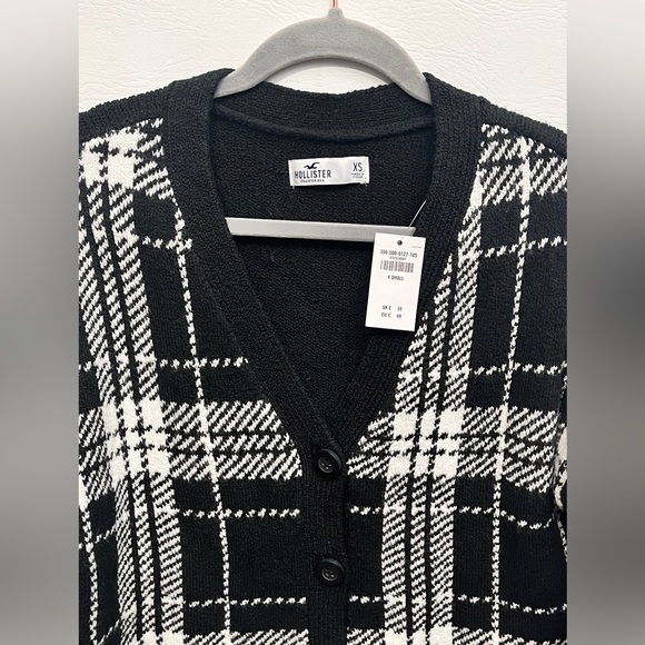 Hollister Black and White Checkered Plaid Cardigan XS NWT - Picture 2 of 10